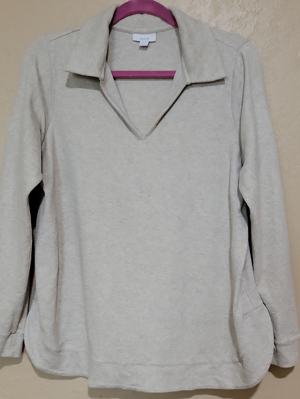 Pure Jill Relaxed Cream Collared Pullover Sweatshirt